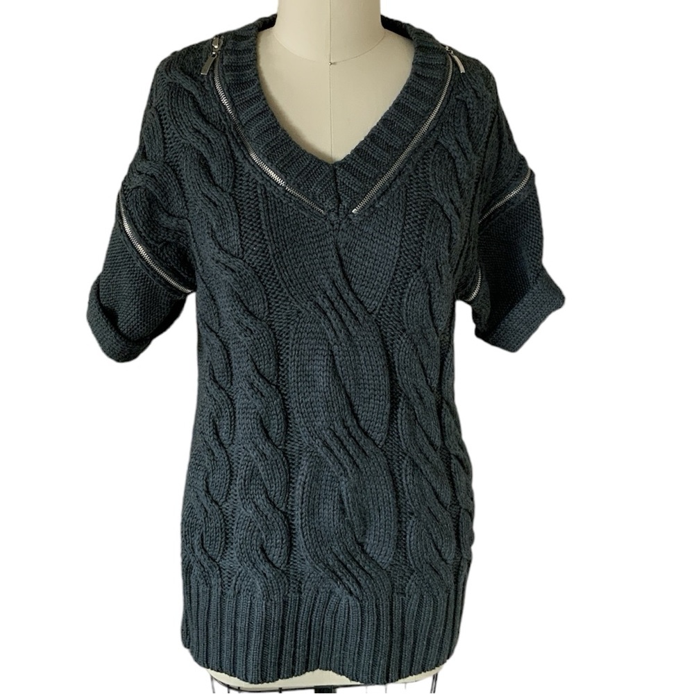 Raw 7 purple v-neck sweater with zipper, Sz 1